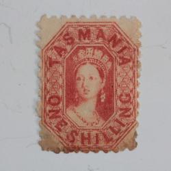Timbre Colonie anglaise Tasmanie Victoria one shilling 1864-1870