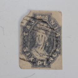 Timbre Colonie anglaise Tasmanie Victoria six pence 1857-1860