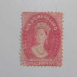 Timbre Tasmanie Victoria one penny double impression 1864-1870