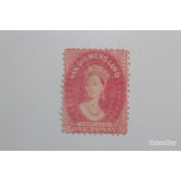Timbre Tasmanie Victoria one penny double impression 1864-1870