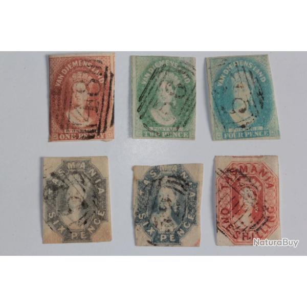 Timbres Colonie anglaise Tasmanie Victoria s�rie 1857-1860