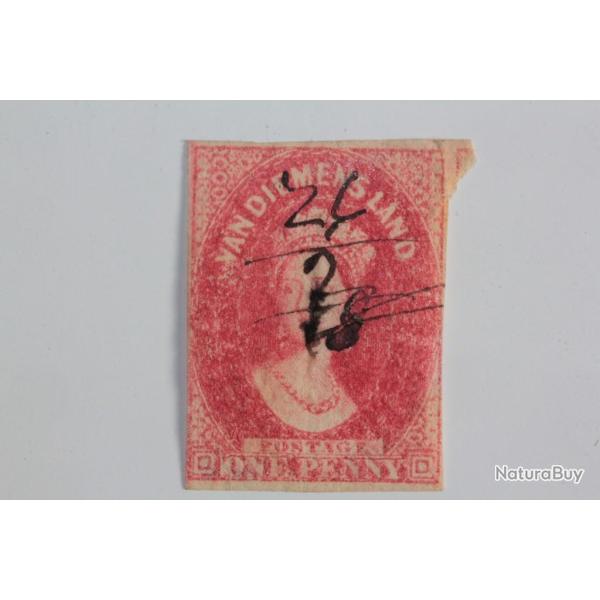 Timbre Colonie anglaise Tasmanie Victoria one penny 1857-1860
