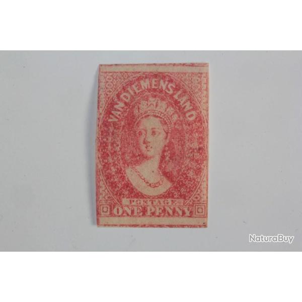 Timbre Colonie anglaise Tasmanie Victoria one penny 1857-1860 not used