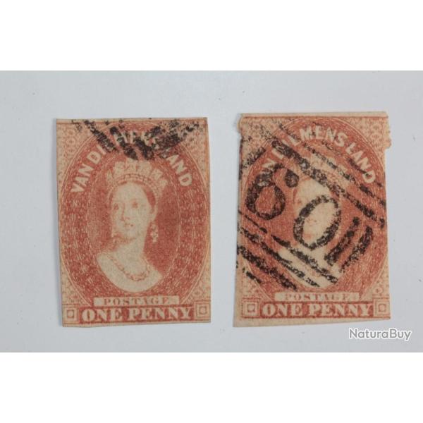 Timbres Colonie anglaise Tasmanie Victoria one penny 1857-1860