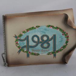 Sculpture J.P. HARTMANN Boite à musique carte de voeux Bonne année 1981