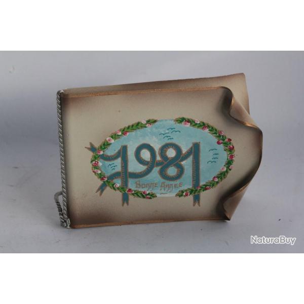 Sculpture J.P. HARTMANN Boite � musique carte de voeux Bonne ann�e 1981