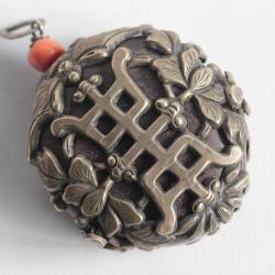 Pendentif argent corail Asie Chine Tibet