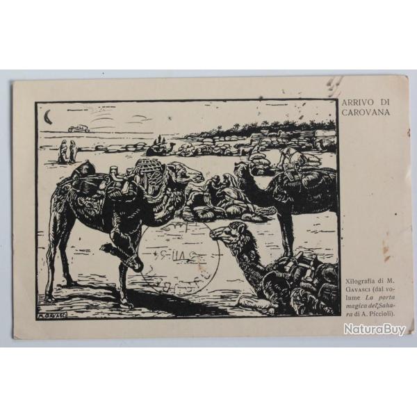 CPA Libie Arrivo di carovana Xilographie de Gavasci 1934
