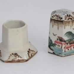 Porte cure-dents hexagonal porcelaine émaillée Chine