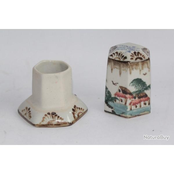 Porte cure-dents hexagonal porcelaine �maill�e Chine