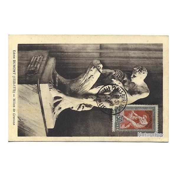 Carte-maximum France n� 185 - Milon de Crotone (JO Paris)