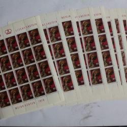 Lot Timbres Liechtenstein x10 Feuillet 1970 neufs
