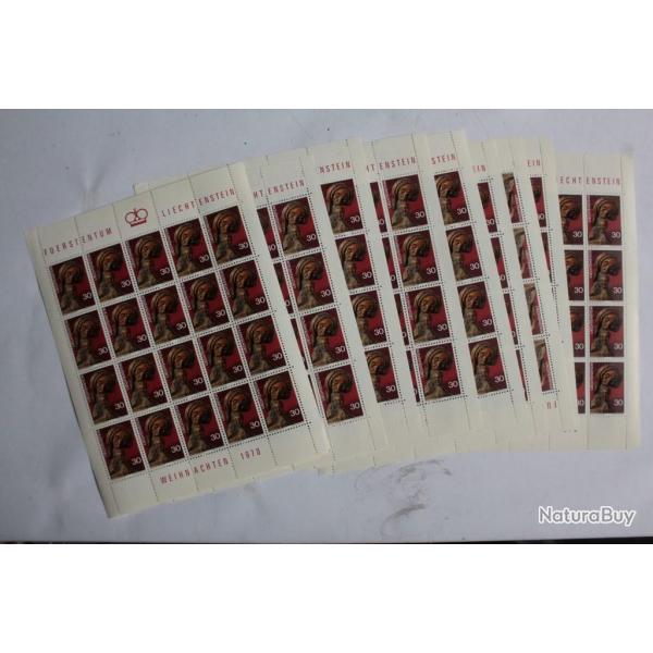 Lot Timbres Liechtenstein x10 Feuillet 1970 neufs