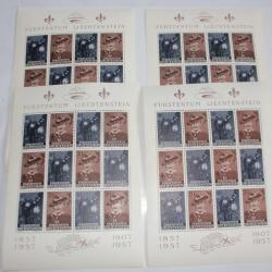 Lot x4 timbres Liechtenstein bloc fondation des éclaireurs 1957 neufs