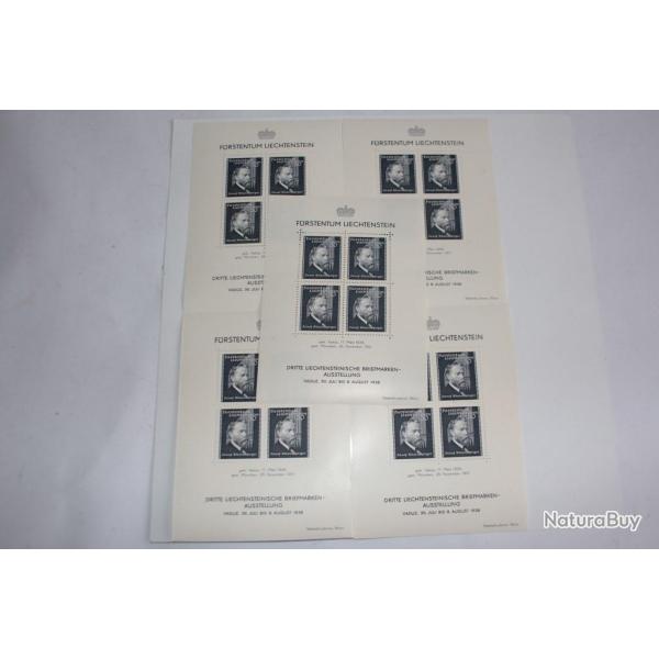Lot x5 Timbres Liechtenstein bloc comm�moratif 1938 neufs