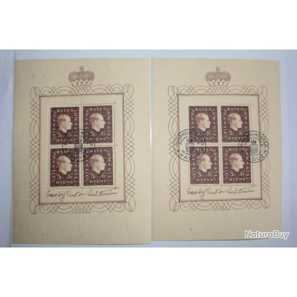 Timbre Liechtenstein bloc x4 Francois Joseph II FDC 1939