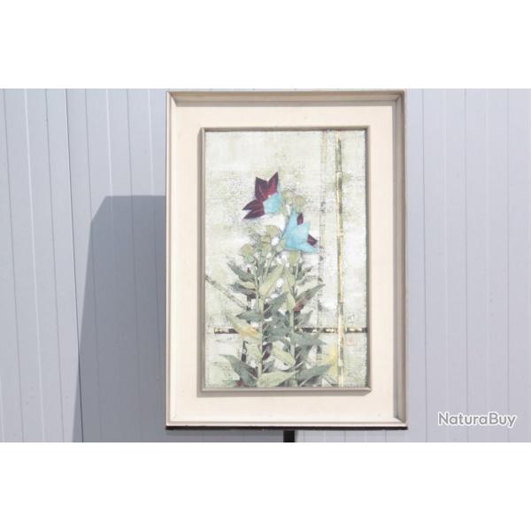 Tableau Chinese bell flowers Miyoko OKUSA pigments sur papier de riz