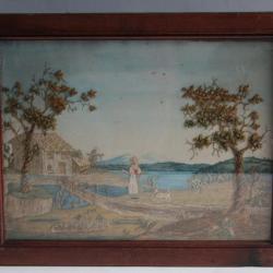 Tableau Broderie sur soie XIXe siècle