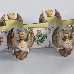 Jardinière faïence Aubry à Toul Croix de Lorraine Alérions