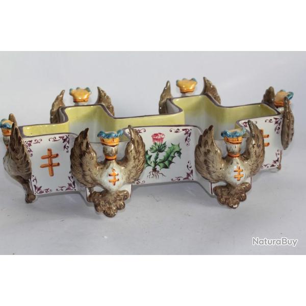 Jardini�re fa�ence Aubry � Toul Croix de Lorraine Al�rions