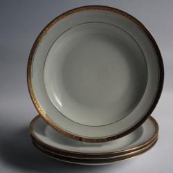 Assiettes creuses porcelaine Limoges liseré doré Bernardaud