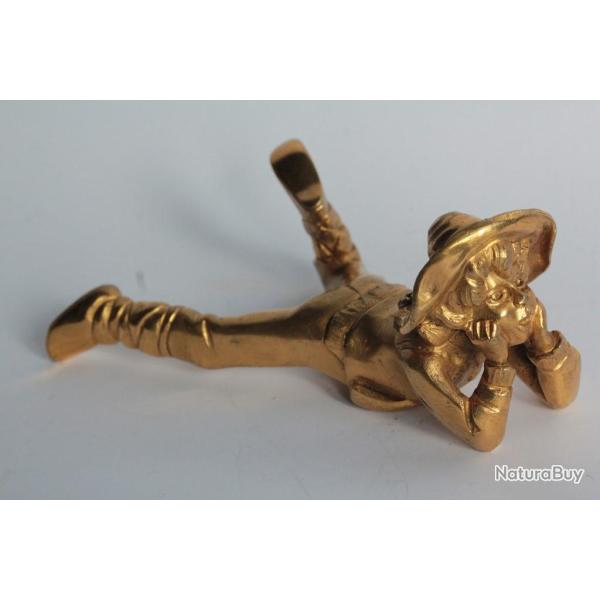 Ancien bronze dor enfant allong