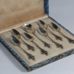 Petites cuillères à café argent Épis de blé Art nouveau Portugal