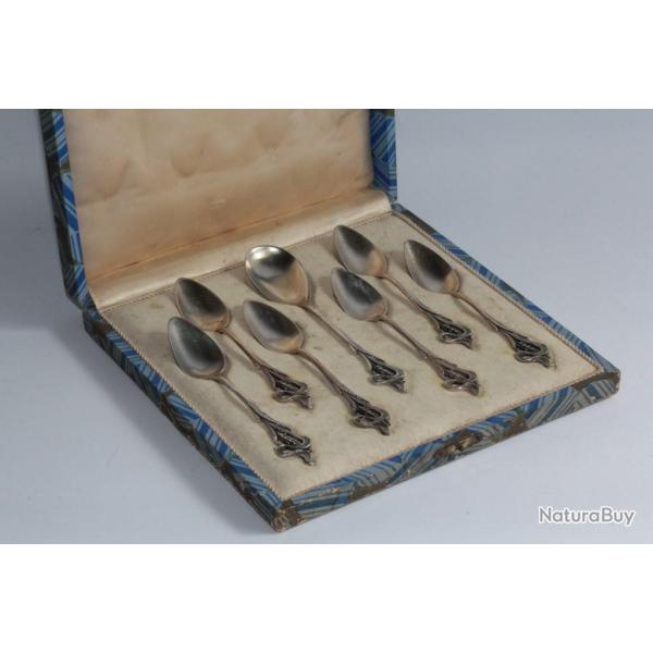 Petites cuill�res � caf� argent �pis de bl� Art nouveau Portugal