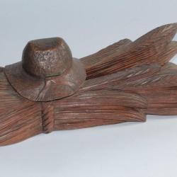 Encrier porte-plumes bois Gerbe de blé Art populaire