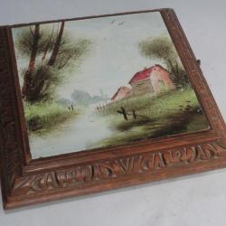 Dessous de plat carreau faïence peint Boite à musique