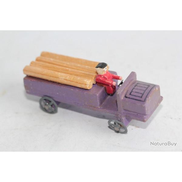 Ancien v�hicule miniature bois et m�tal Germany Transport bois