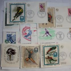 Lot de 13 enveloppes FDC jeux olympique 1964 et 1968