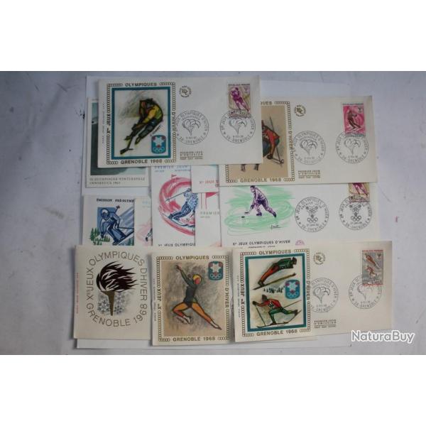 Lot de 13 enveloppes FDC jeux olympique 1964 et 1968