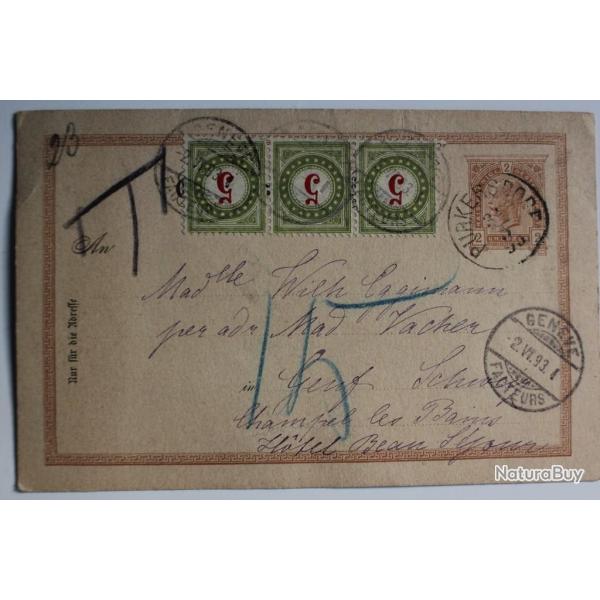CPA entier postale 2 kreuzer Autriche 1893