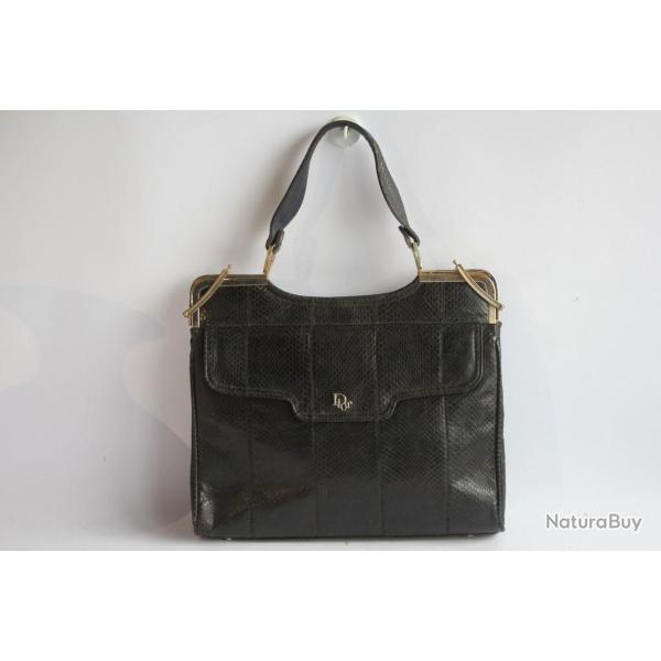 Christian DIOR Sac � main Vintage serpent noir