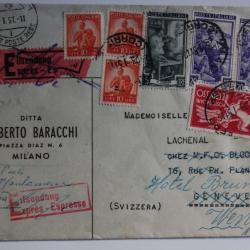 Enveloppe Italie Umberto Baracchi Exprès 1951