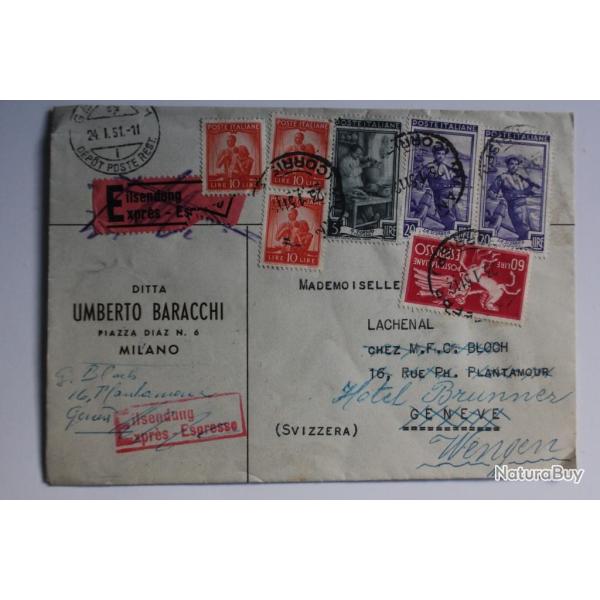 Enveloppe Italie Umberto Baracchi Expr�s 1951