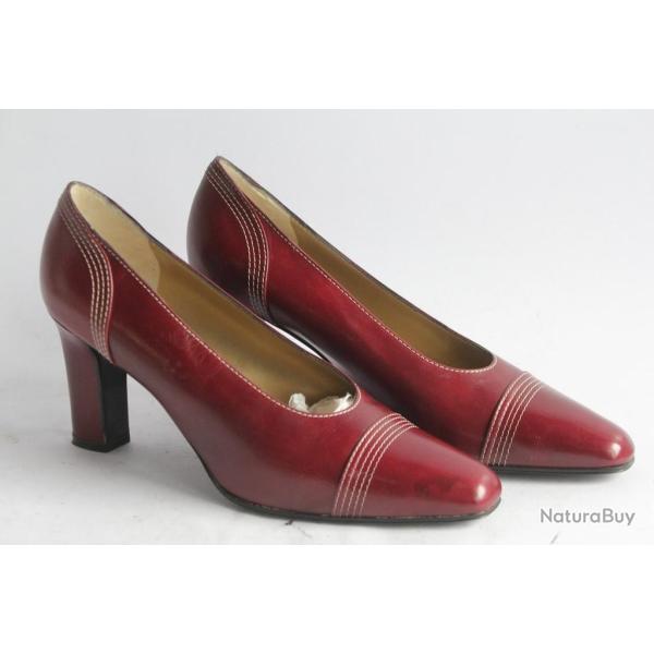 YVES SAINT LAURENT Escarpins cuir bordeaux vintage T39,5
