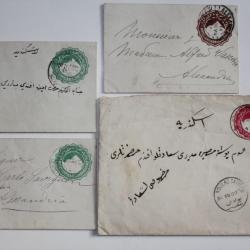 Lot 4 enveloppes entier postale poste Égypte 1890-1910