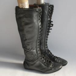 BALLY Bottes  à lacets femme cuir noir T 36,5