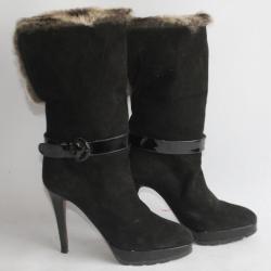 Bottes à talons fourrées cuir Walter Steiger T37