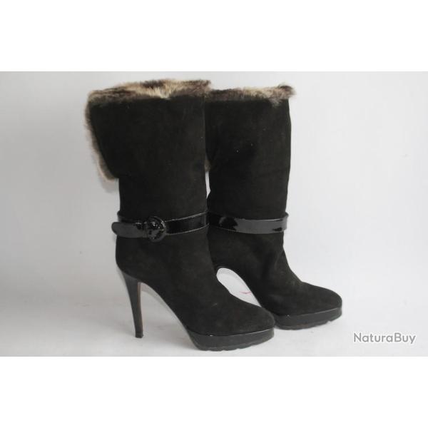 Bottes � talons fourr�es cuir Walter Steiger T37