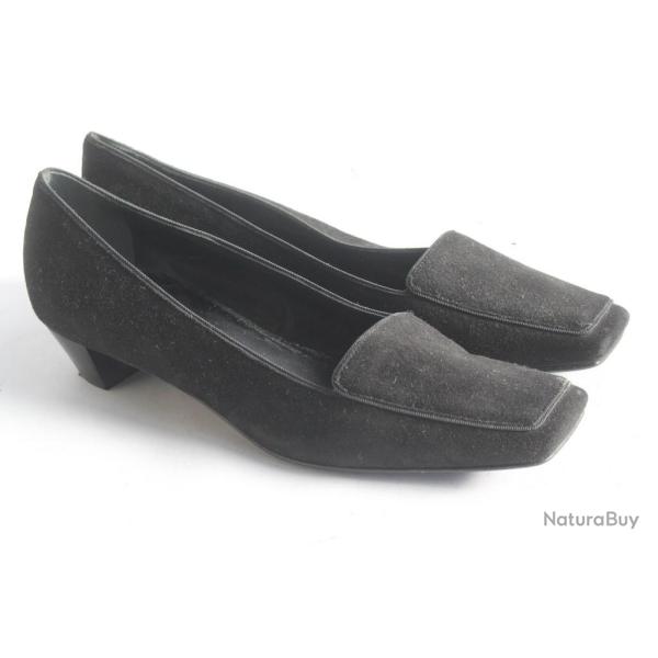 Sergio ROSSI Mocassins femme daim noir T38