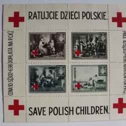 Timbre Bloc Pologne save polish children red cross 1946 neuf