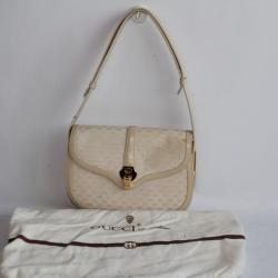 GUCCI Sac à main toile monogramme et cuir Vintage