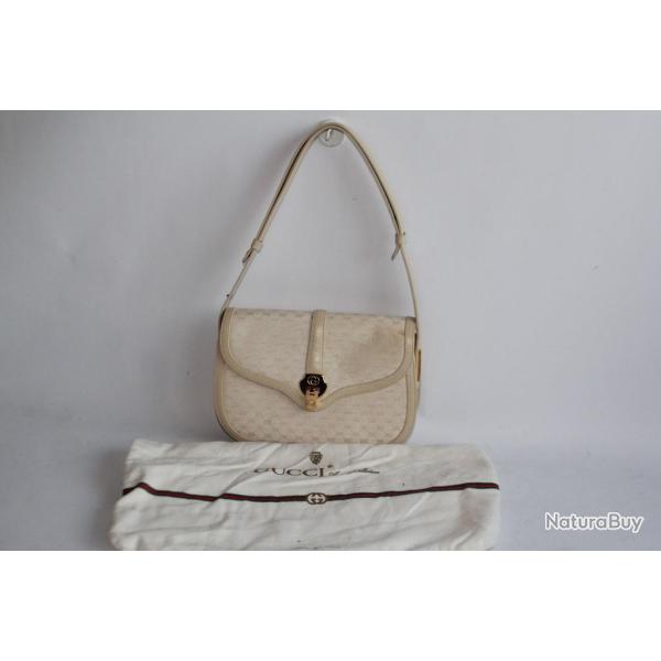 GUCCI Sac � main toile monogramme et cuir Vintage
