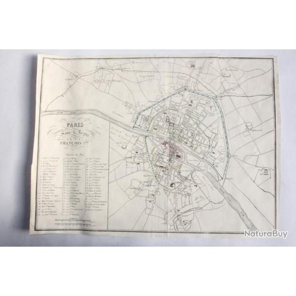 Carte Plan de Paris sous le r�gne de Fran�ois Ier