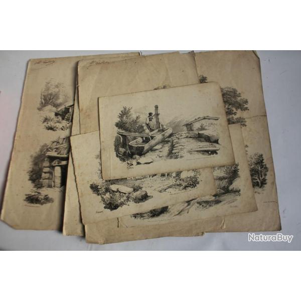 Anciennes gravures allemandes Scnes bibliques XVIIIe sicle religion