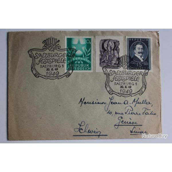 Enveloppe Autriche Salzburger Festspiele 1949