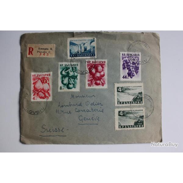 Enveloppe Bulgarie de Plovdiv pour Gen�ve 1956